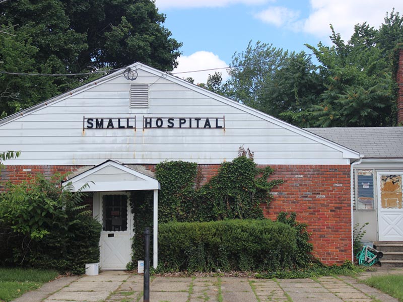 This is a picture of a building and it says Small Hospital